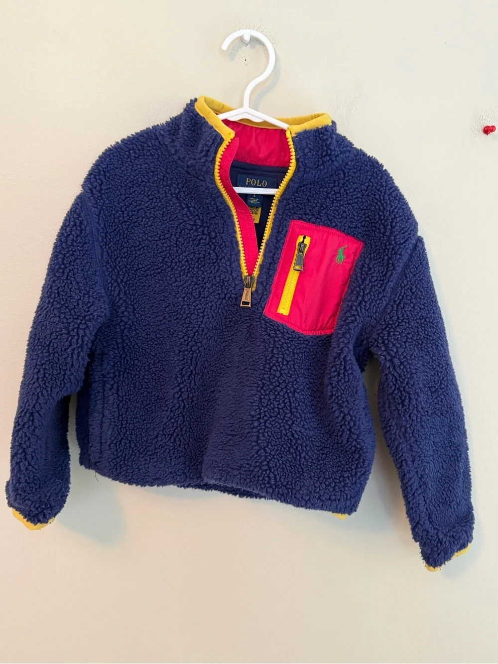 Polo Ralph Lauren Navy Sherpa Zip Up Jacket